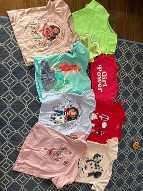 Girls Graphic T-Shirt Bundle and tanks - Bright Mixed Colors